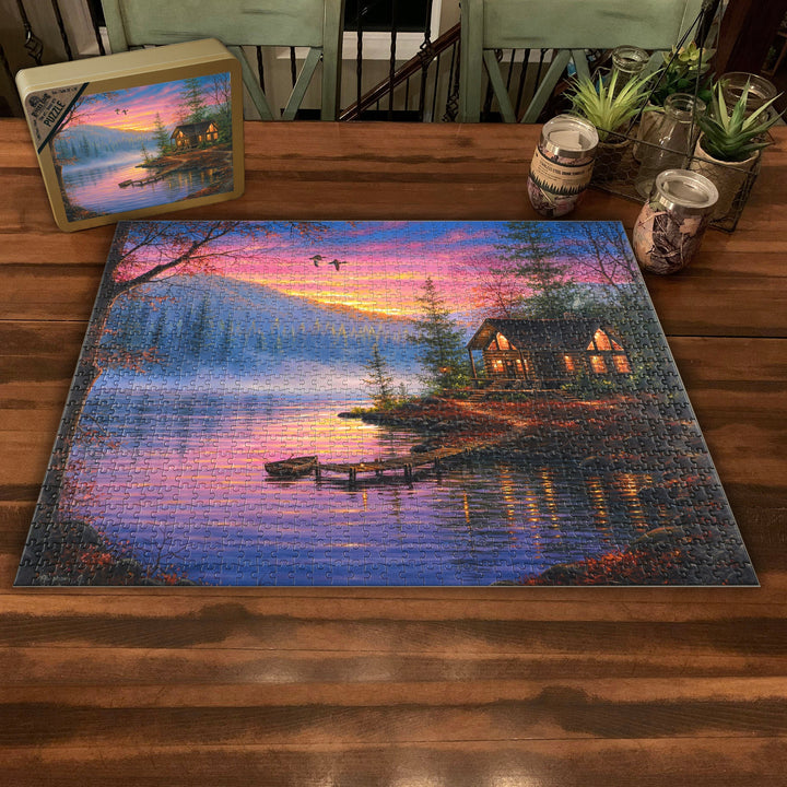 Jigsaw Puzzle in Tin 1000 Piece - Cabin Scene