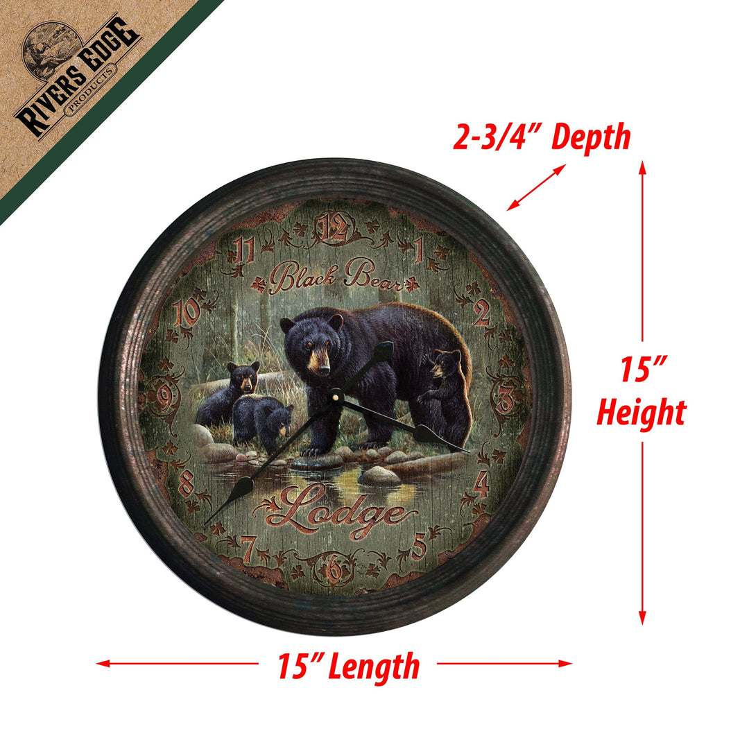 Clock 15-inch - Black Bear Lodge