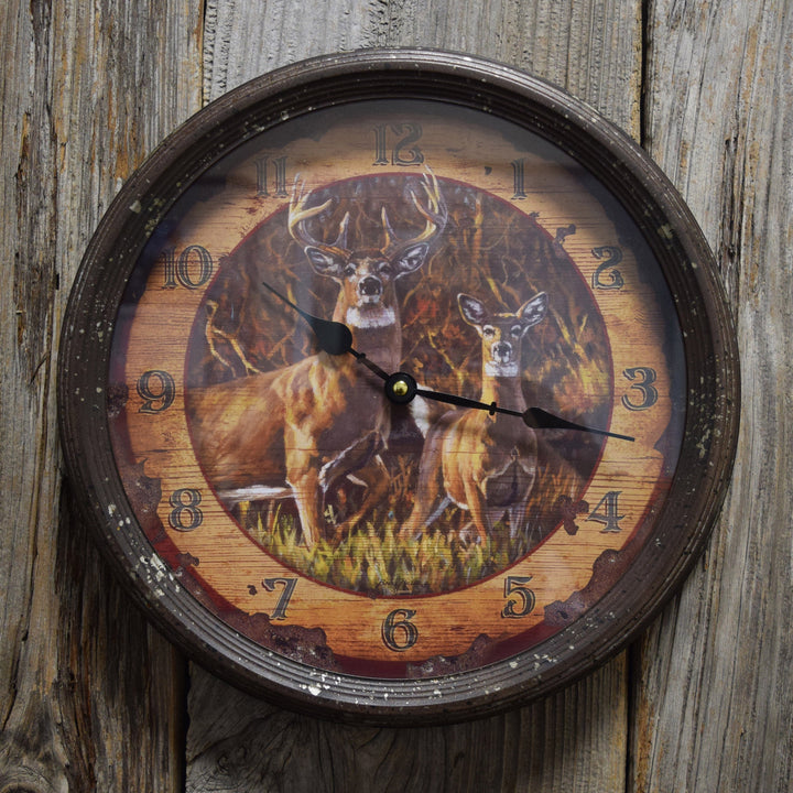 Clock 15-inch - Buck and Doe (Rusted)