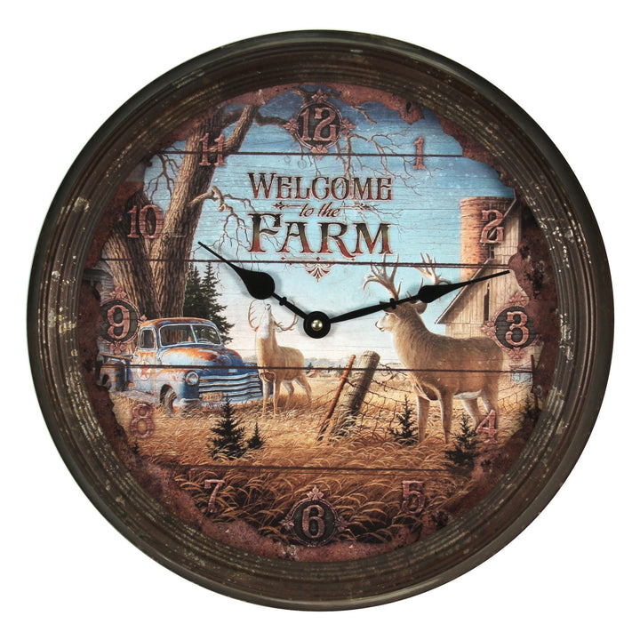 Clock 15-inch - Deer Scene (Rusted)