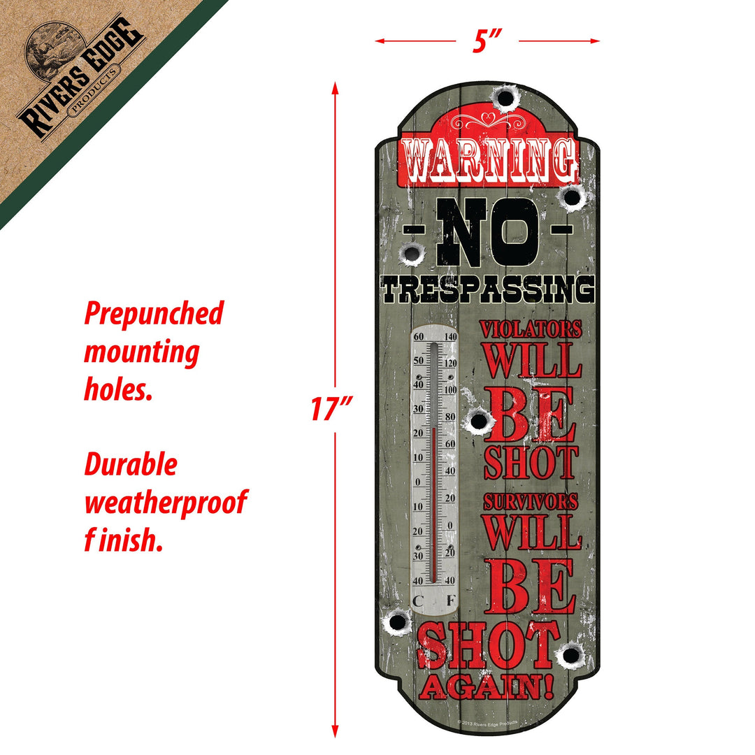 Tin Thermometer - No Trespassing