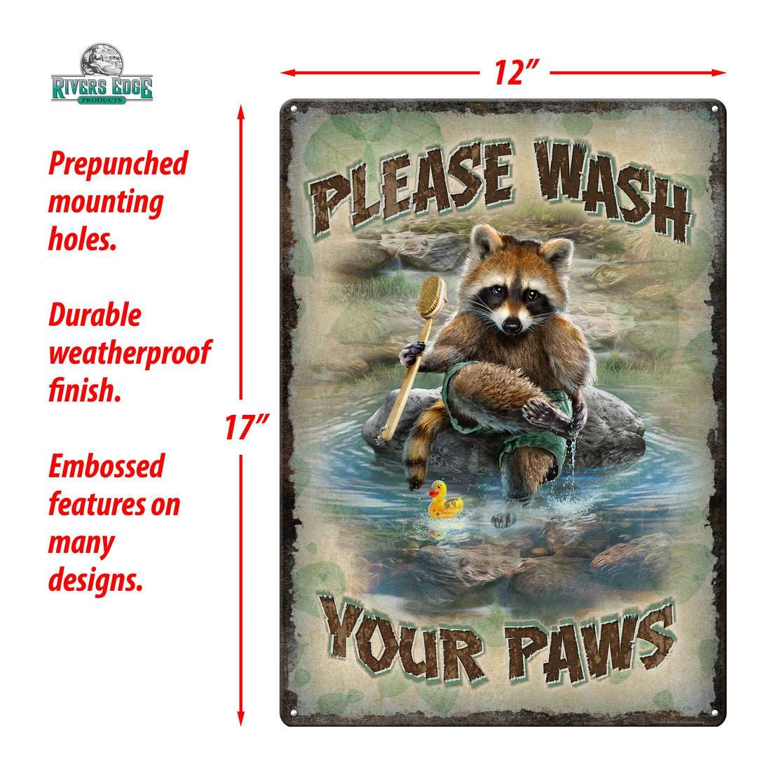 Metal Tin Signs, Funny, Vintage, Personalized 12-Inch x 17-Inch - Wash Your Paws