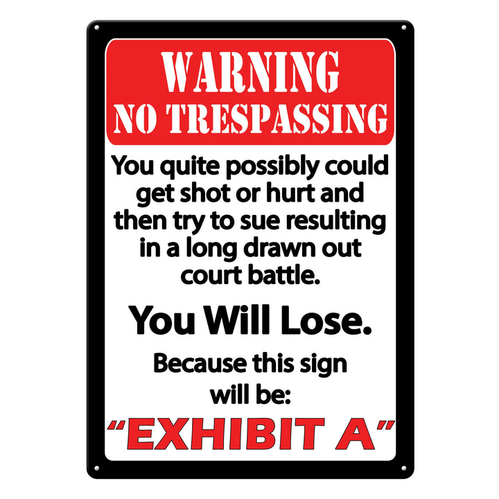 Metal Tin Signs, Funny, Vintage, Personalized 12-Inch x 17-Inch - Exhibit A