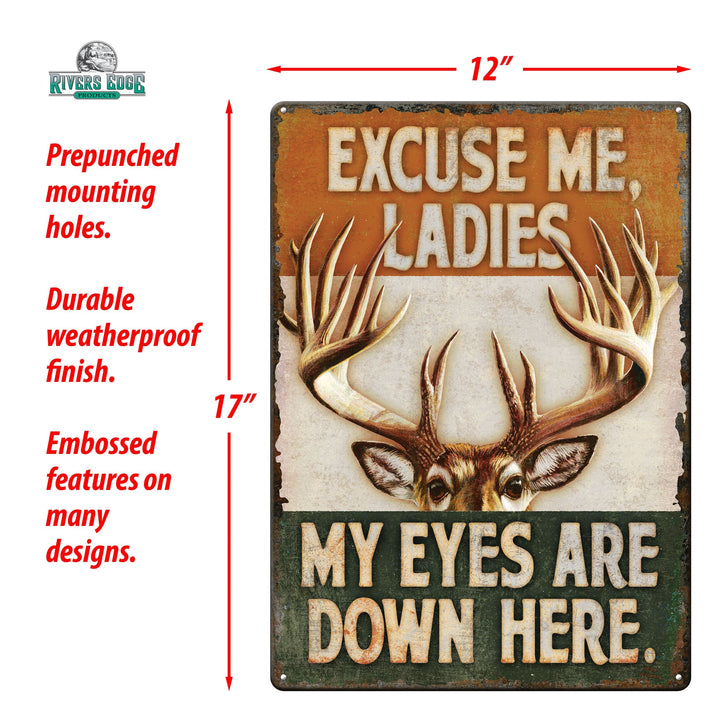 Metal Tin Signs, Funny, Vintage, Personalized 12-Inch x 17-Inch - Eyes Down