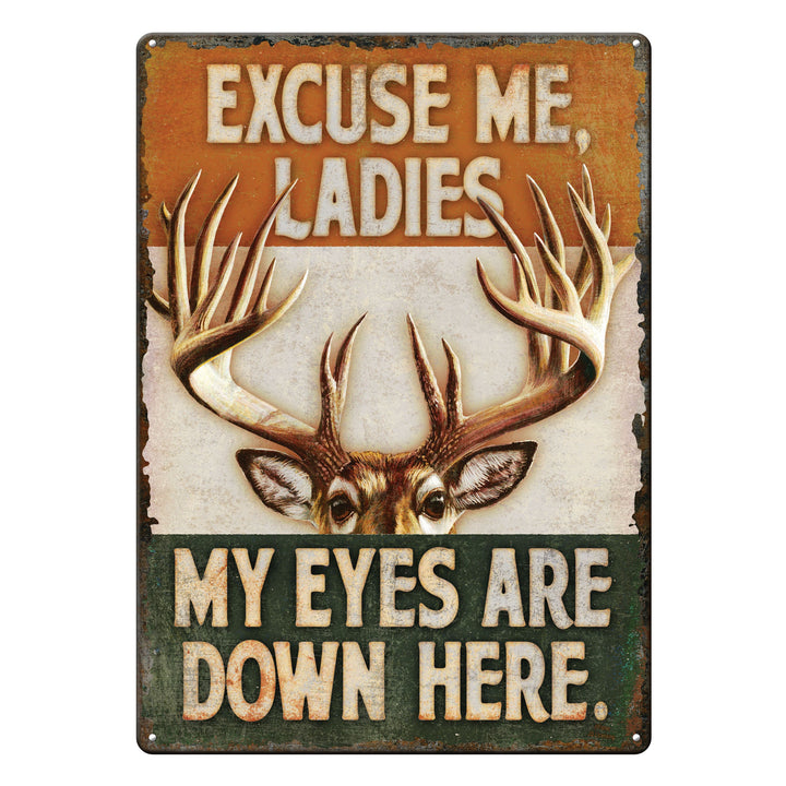 Metal Tin Signs, Funny, Vintage, Personalized 12-Inch x 17-Inch - Eyes Down