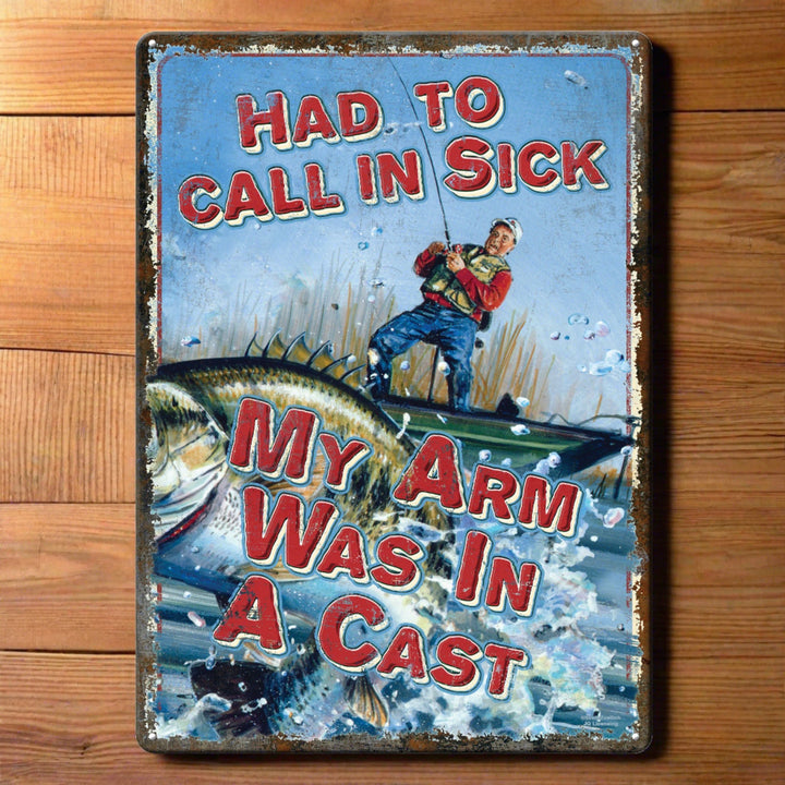 Metal Tin Signs, Funny, Vintage, Personalized 12-Inch x 17-Inch - My Arms in a Cast