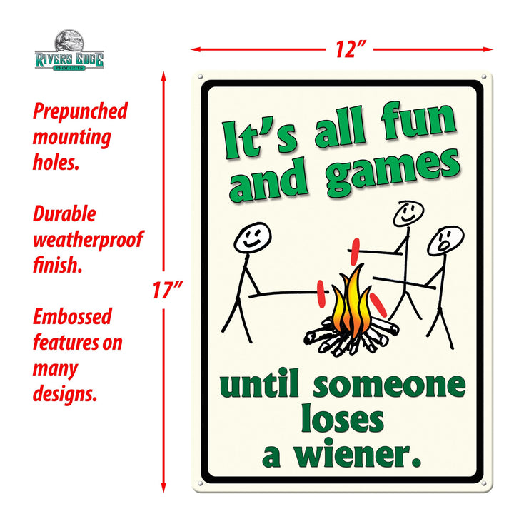 Metal Tin Signs, Funny, Vintage, Personalized 12-Inch x 17-Inch - Its All Fun and Games