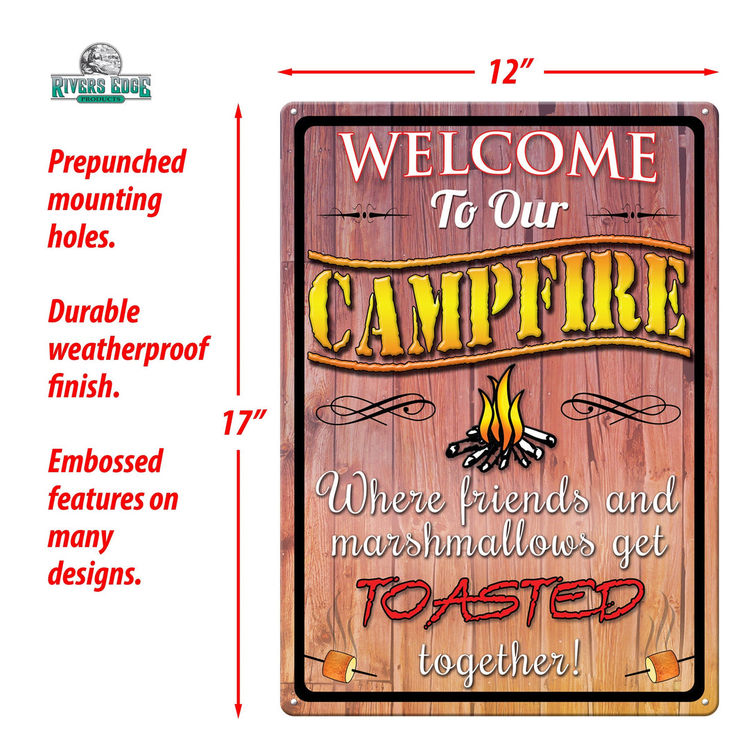 Metal Tin Signs, Funny, Vintage, Personalized 12-Inch x 17-Inch - Welcome To Campfire