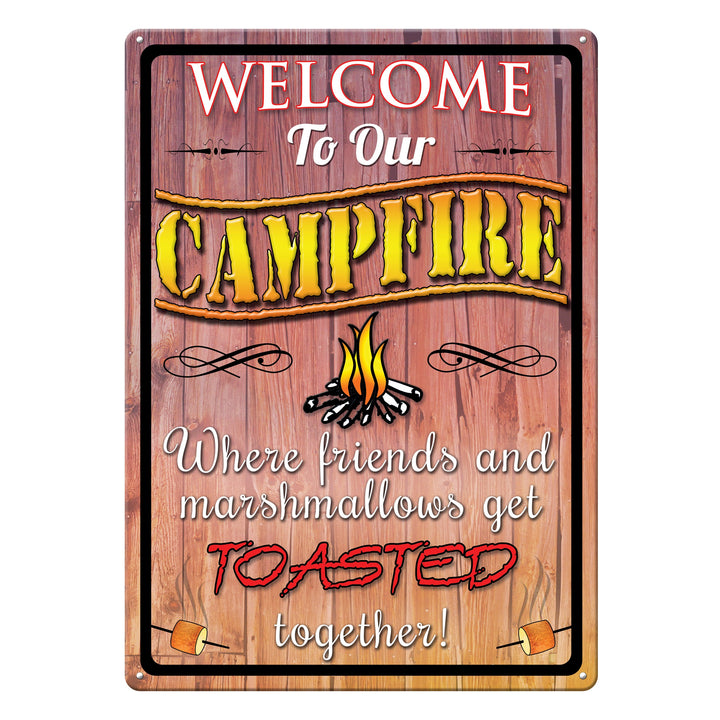 Metal Tin Signs, Funny, Vintage, Personalized 12-Inch x 17-Inch - Welcome To Campfire