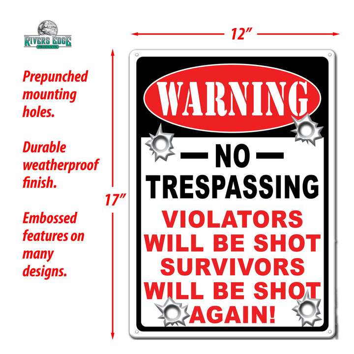 Metal Tin Signs, Funny, Vintage, Personalized 12-Inch x 17-Inch - Warning No Trespassing