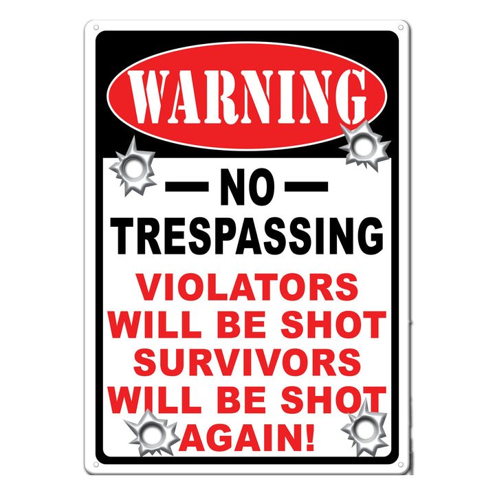 Metal Tin Signs, Funny, Vintage, Personalized 12-Inch x 17-Inch - Warning No Trespassing