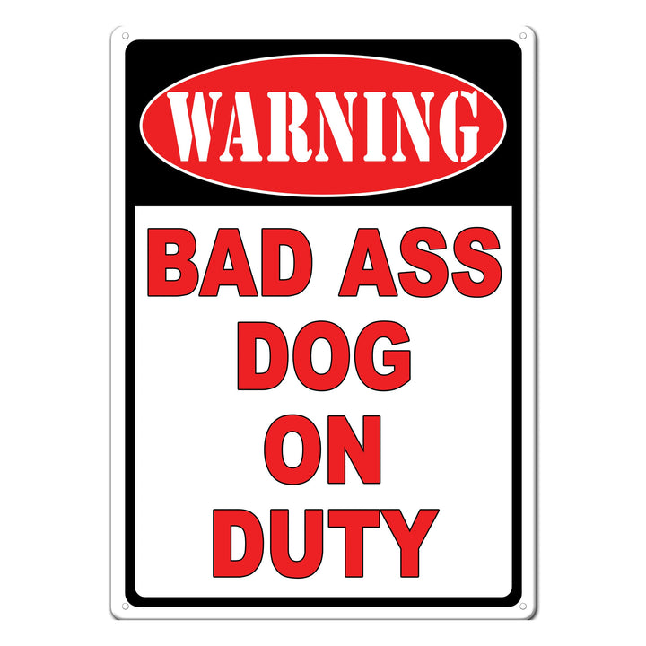 Metal Tin Signs, Funny, Vintage, Personalized 12-Inch x 17-Inch - Warning Bad Dog