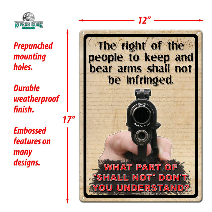 Metal Tin Signs, Funny, Vintage, Personalized 12-Inch x 17-Inch - Right to Bear Arms