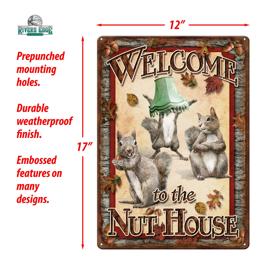 Metal Tin Signs, Funny, Vintage, Personalized 12-Inch x 17-Inch - Nut House