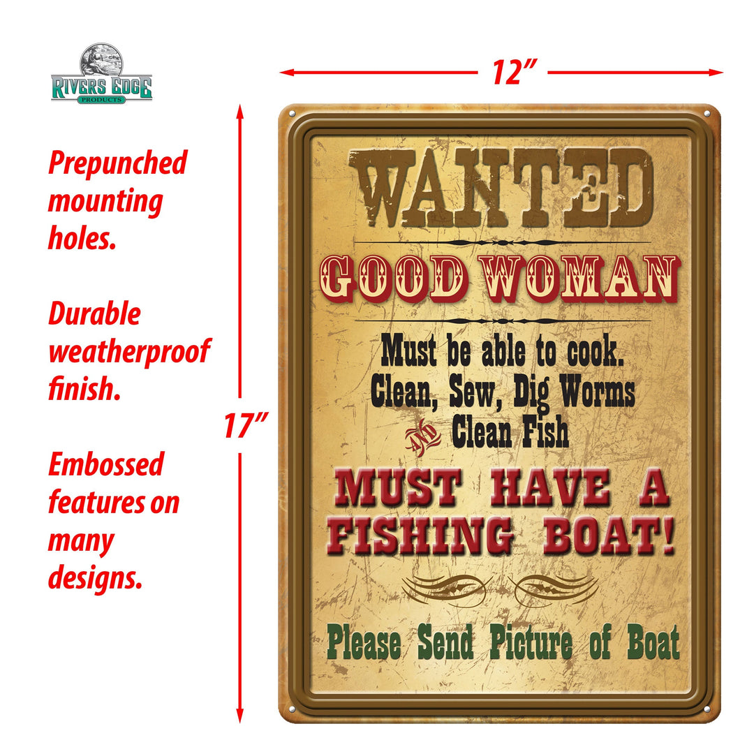 Metal Tin Signs, Funny, Vintage, Personalized 12-Inch x 17-Inch - Wanted Good Woman