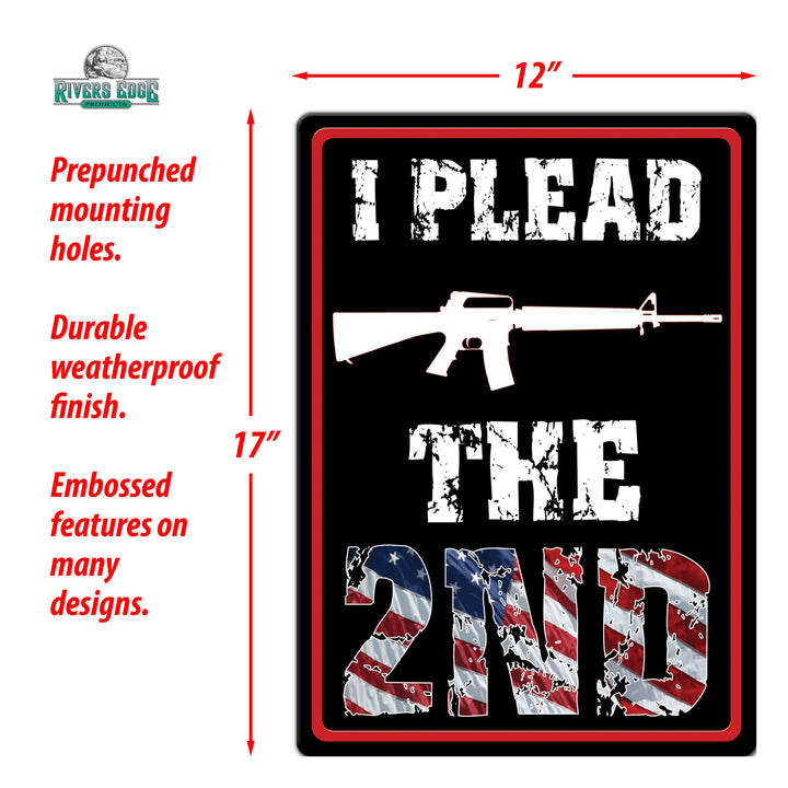 Metal Tin Signs, Funny, Vintage, Personalized 12-Inch x 17-Inch - Plead the 2nd