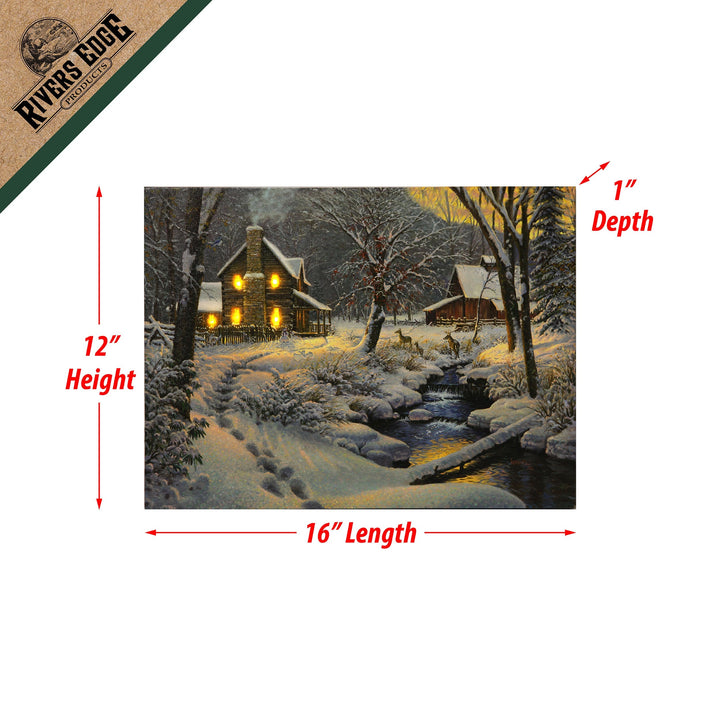 LED Art 16-inches by 12-inches - Cabin/Deer