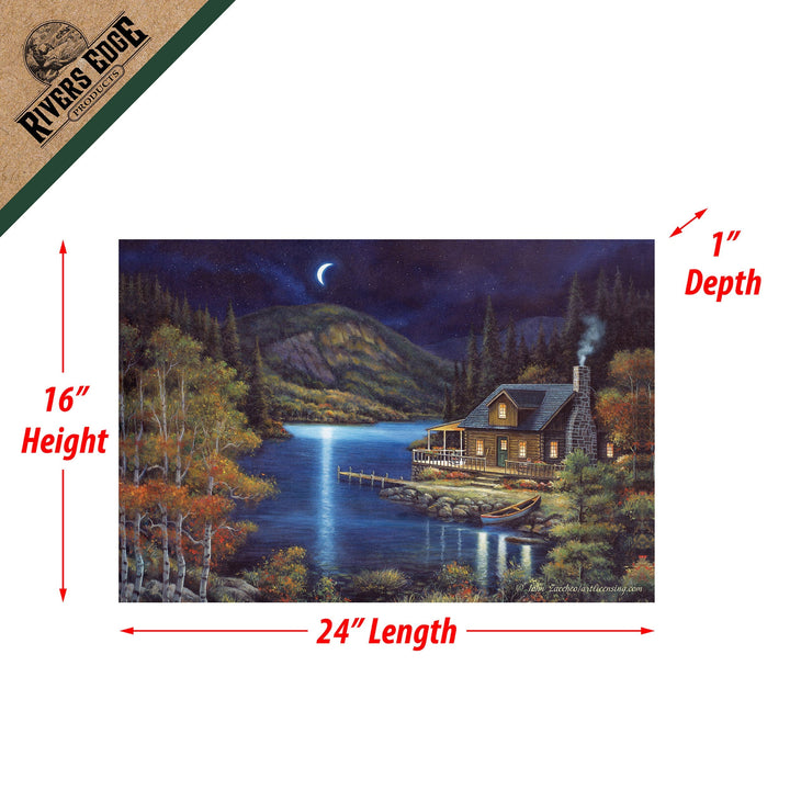 LED Art 24-inches by 16-inches - Moonlit Cabin