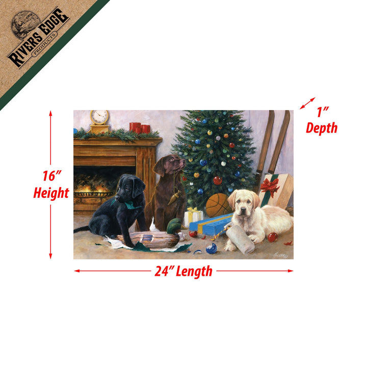 LED Art 24-inches by 16-inches - Christmas Pups