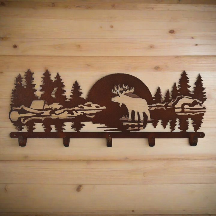 Coat/Hat Laser Cut Metal Rack - Moose