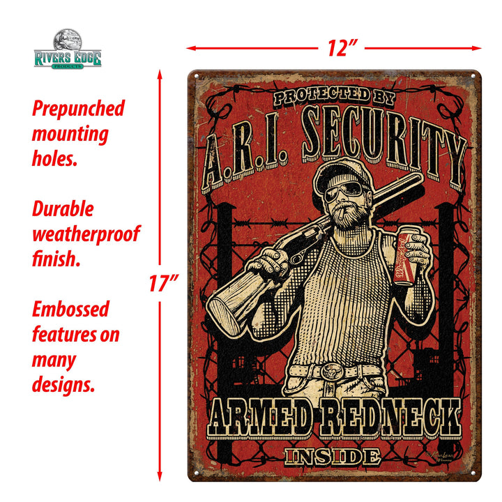 Metal Tin Signs, Funny, Vintage, Personalized 12-Inch x 17-Inch - Armed Redneck Inside