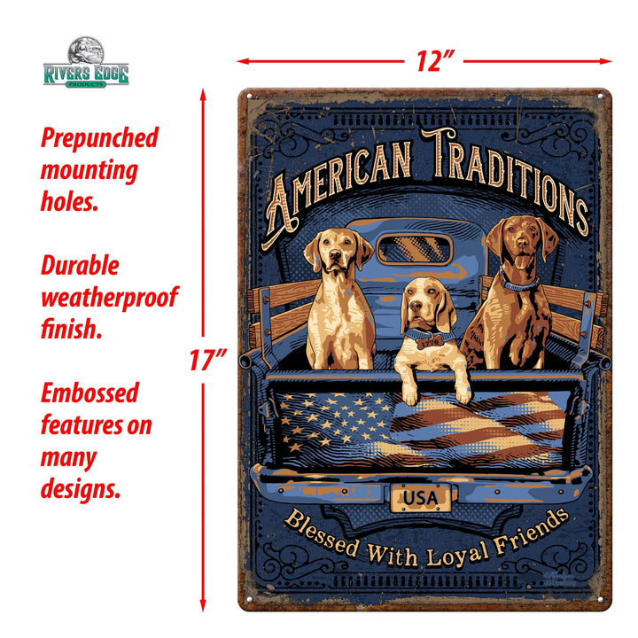 Metal Tin Signs, Funny, Vintage, Personalized 12-Inch x 17-Inch - American Tradition Dogs