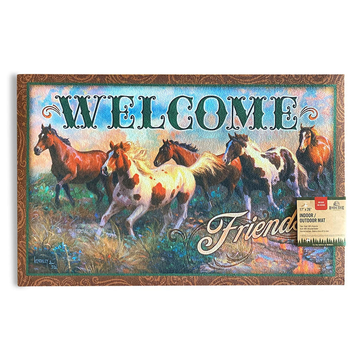 Door Mat Rubber 26-inches by 17-inches - Welcome Horse