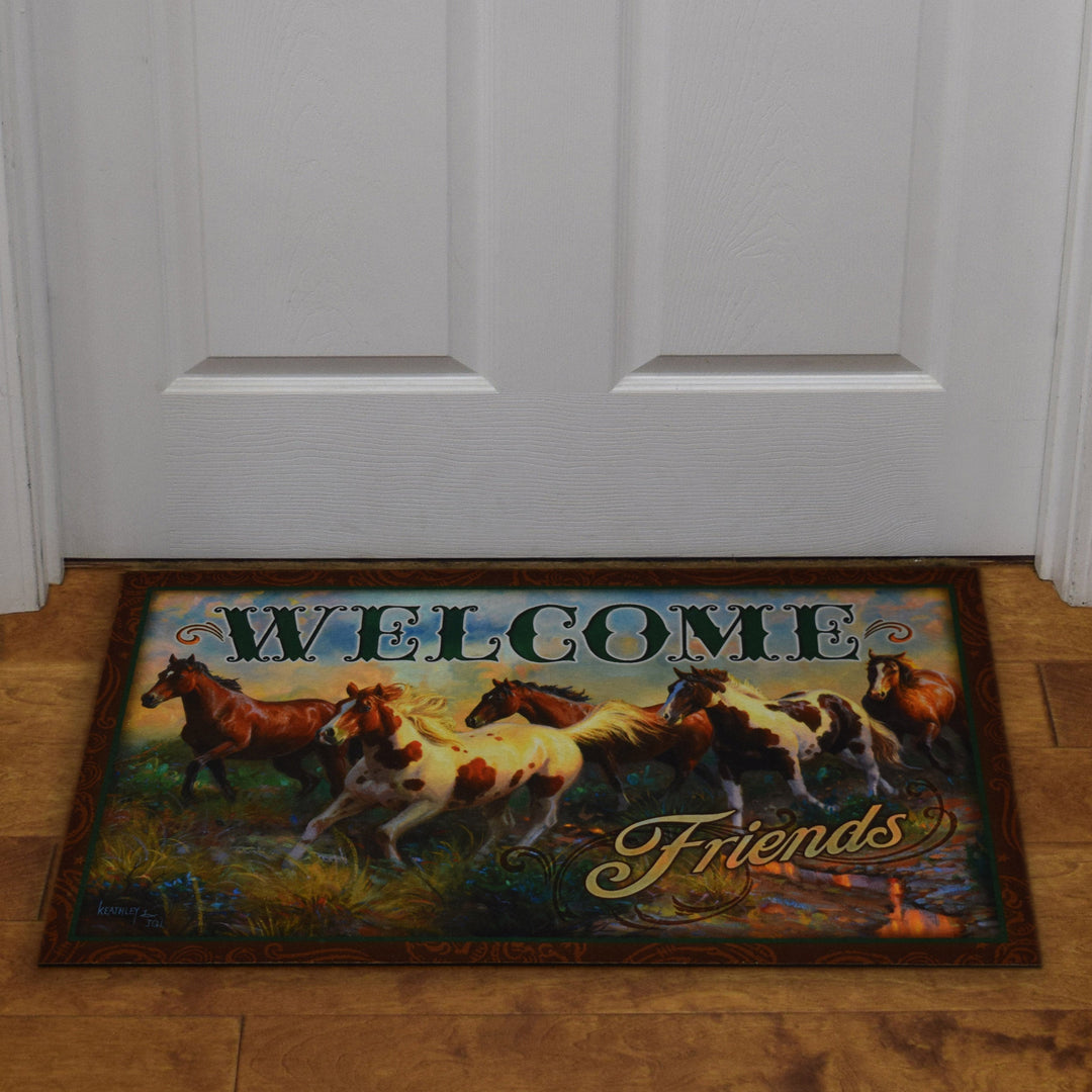 Door Mat Rubber 26-inches by 17-inches - Welcome Horse