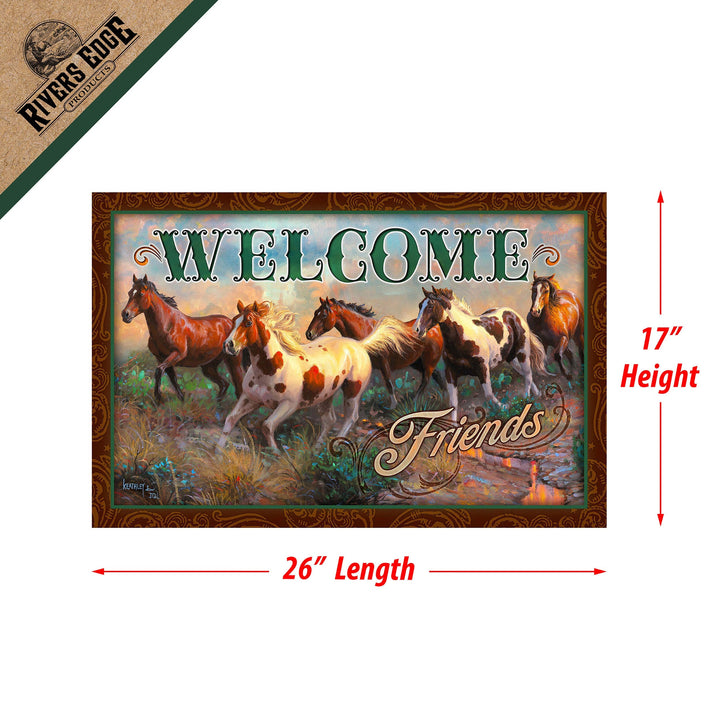 Door Mat Rubber 26-inches by 17-inches - Welcome Horse