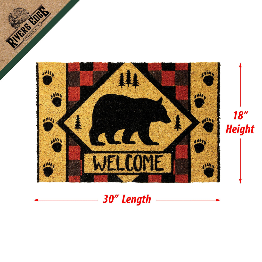 Coir Door Mat 30in x 18in - Welcome Bear