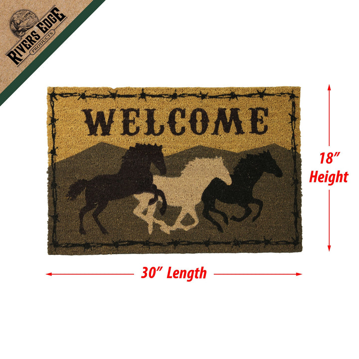 Coir Door Mat 30in x 18in - Welcome Horse