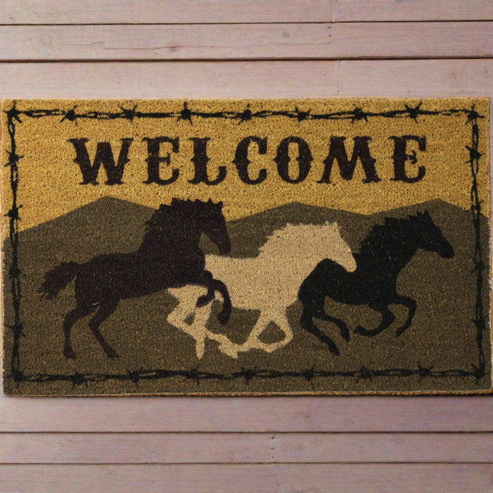 Coir Door Mat 30in x 18in - Welcome Horse