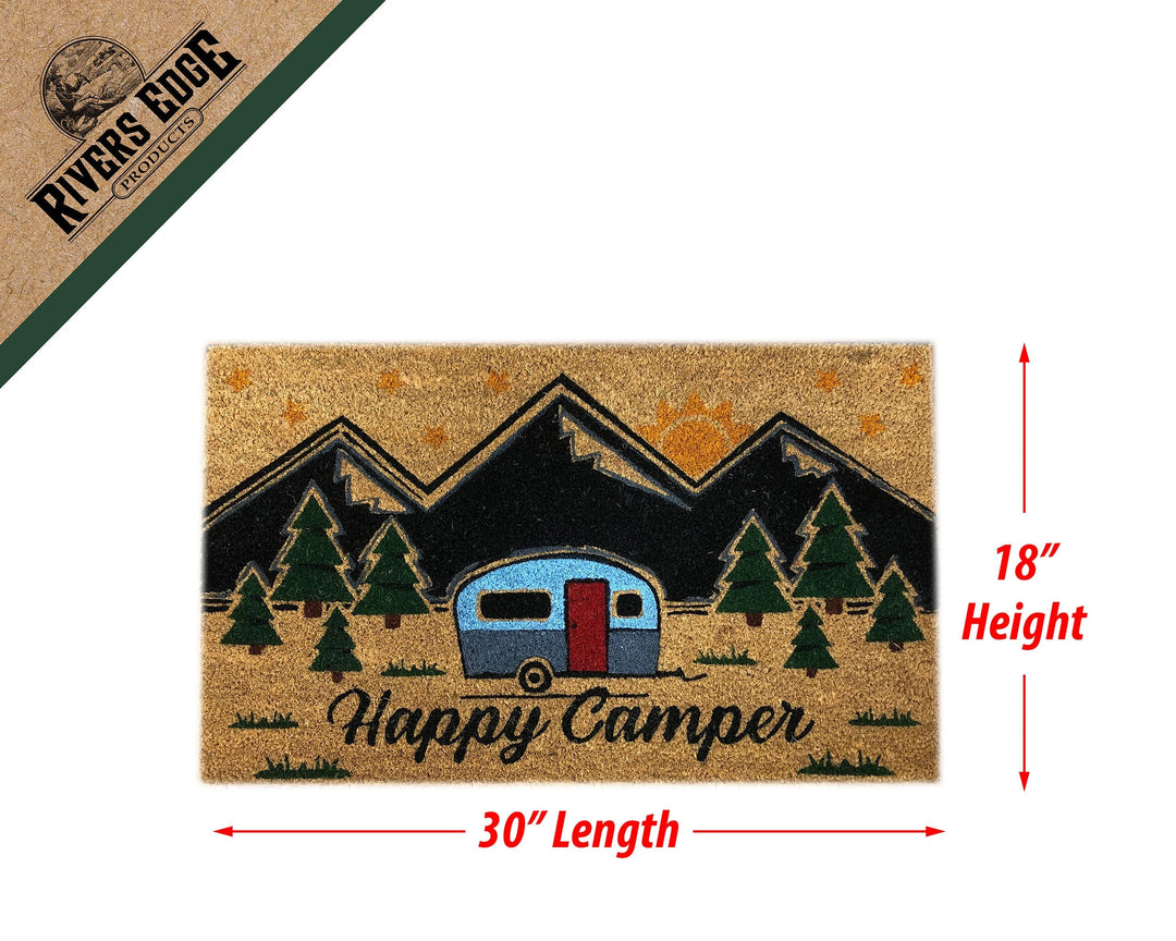 Coir Door Mat 30in x 18in - Happy Camper