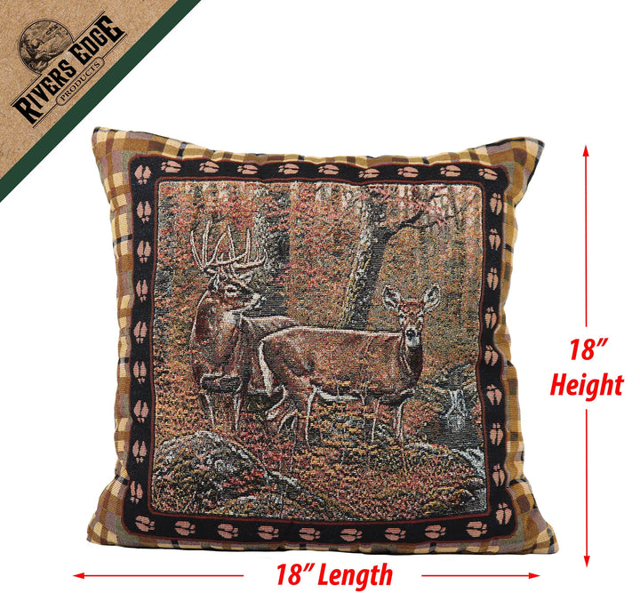 Tapestry Pillow 18in - Deer 2pk