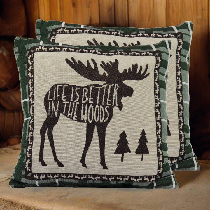 Tapestry Pillow 18in - Moose 2pk