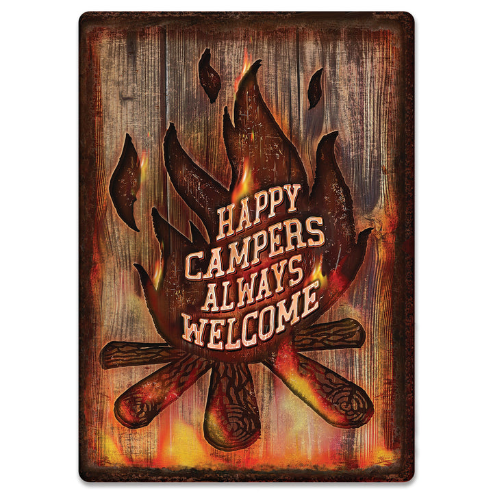 Metal Tin Signs, Funny, Vintage, Personalized 12-Inch x 17-Inch - Campers Welcome