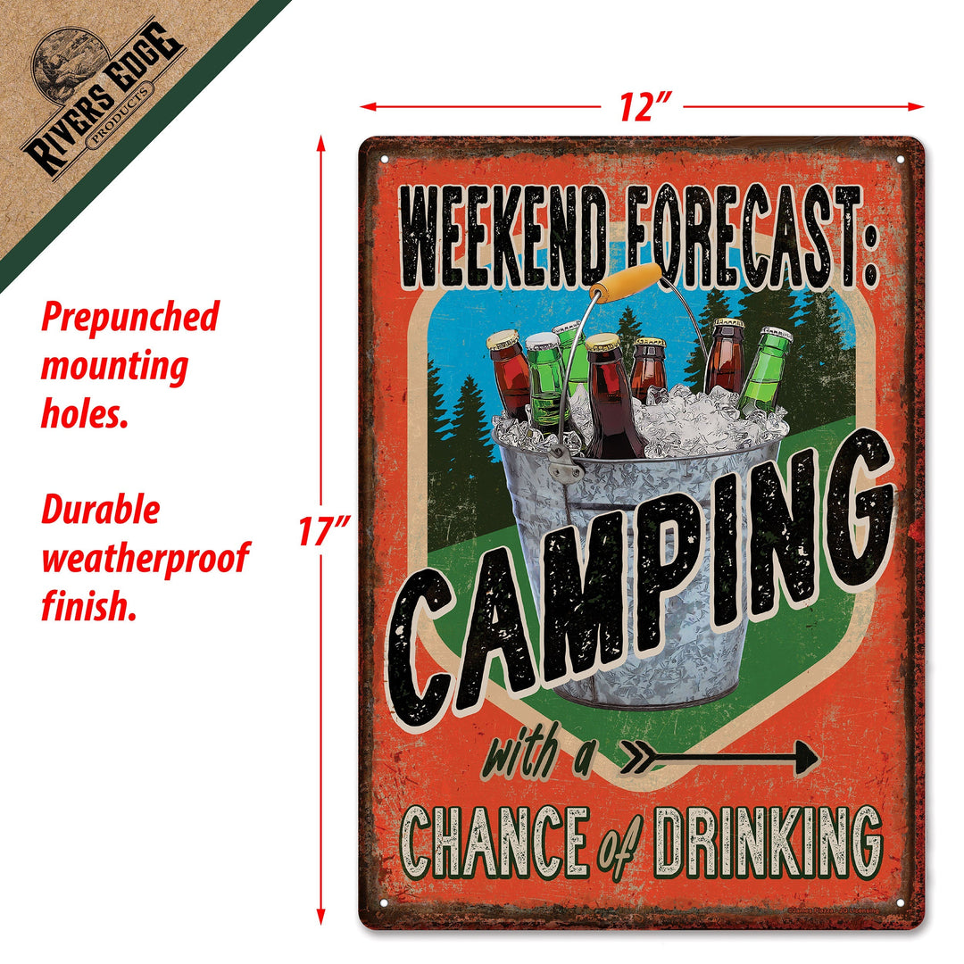 Metal Tin Signs, Funny, Vintage, Personalized 12-Inch x 17-Inch - Forecast Camping