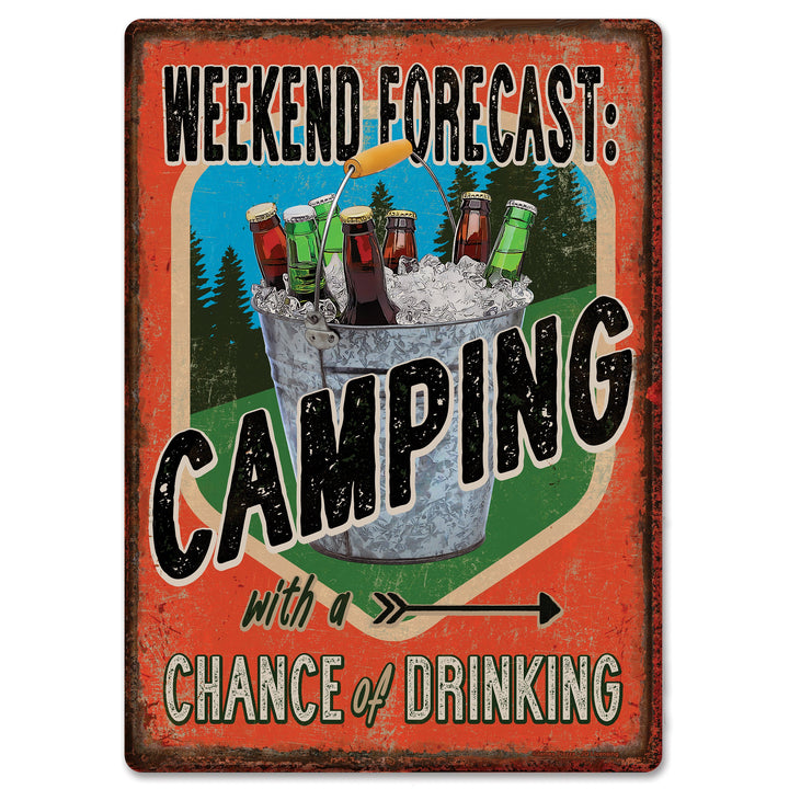 Metal Tin Signs, Funny, Vintage, Personalized 12-Inch x 17-Inch - Forecast Camping