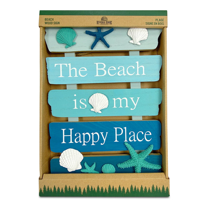 Wood Sign 12in x 8in - Beach Happy Place