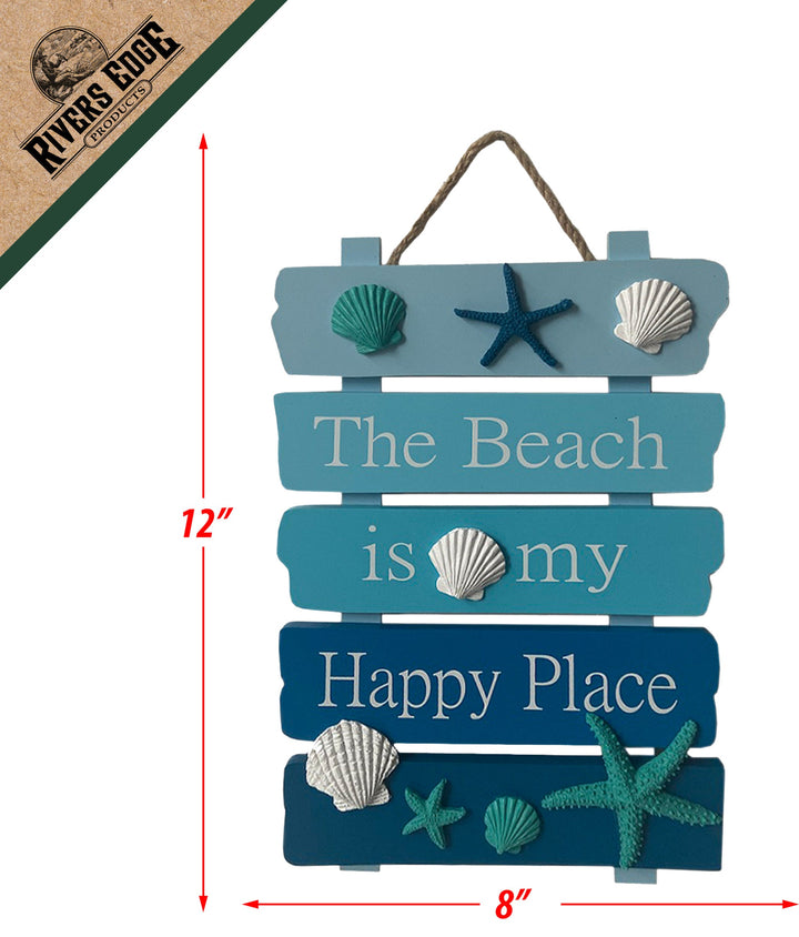 Wood Sign 12in x 8in - Beach Happy Place