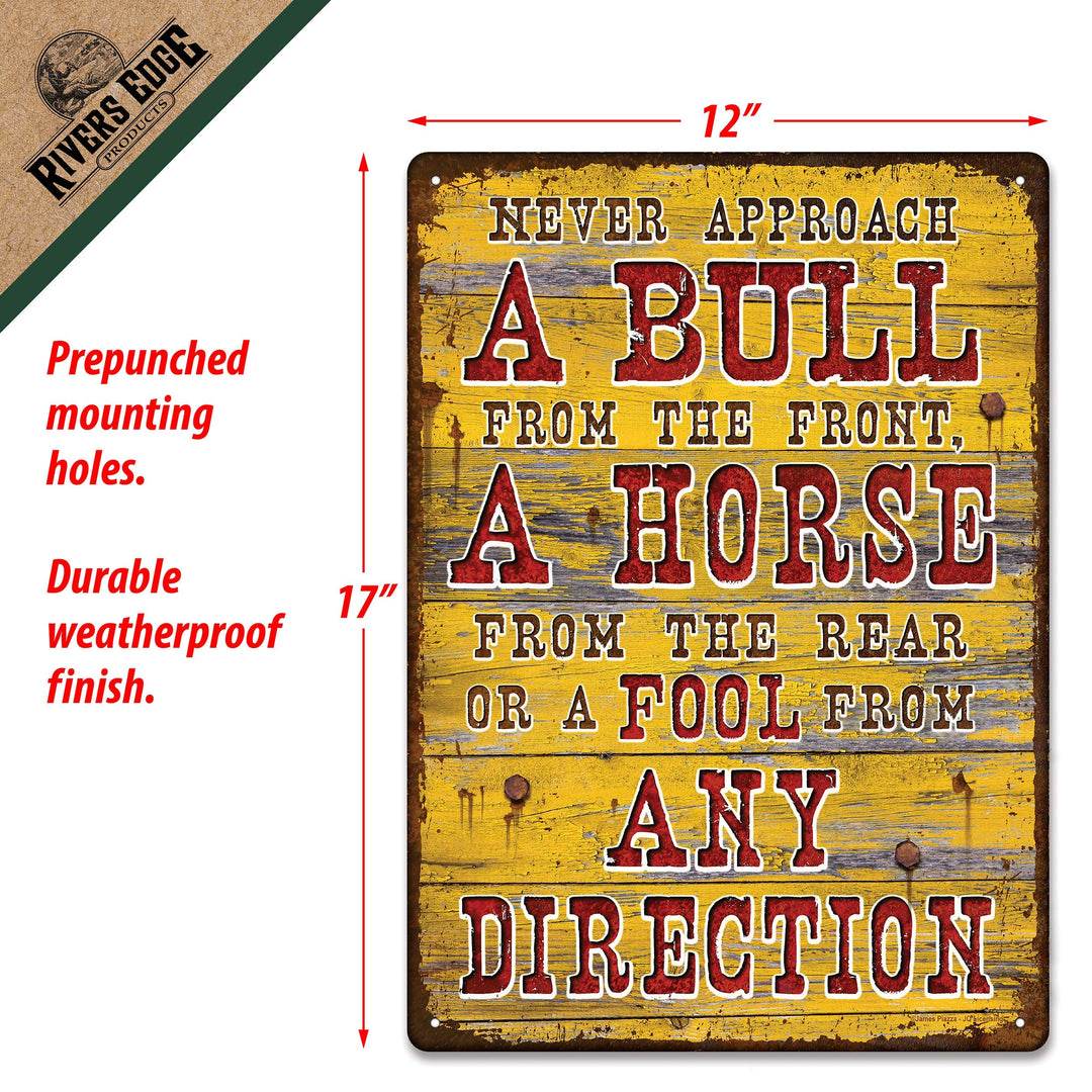 Metal Tin Signs, Funny, Vintage, Personalized 12-Inch x 17-Inch - Bull Direction