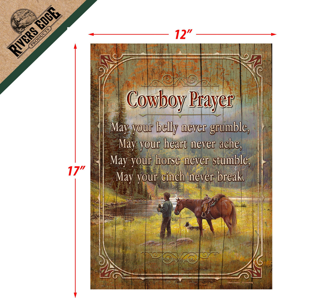 Wood Sign 12in x 17in - Cowboy Prayer