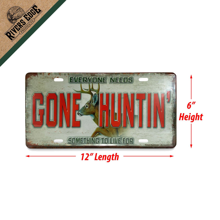 Vanity License Plate 12in x 6in - Gone Huntin'