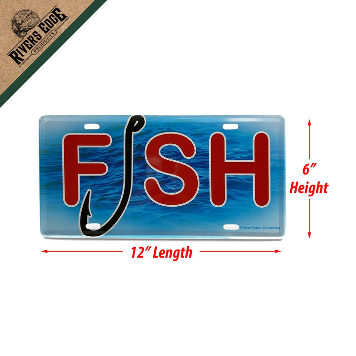 Vanity License Plate 12in x 6in - Fish and Hook