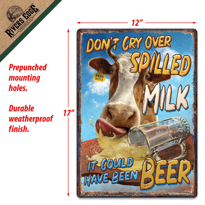 Metal Tin Signs, Funny, Vintage, Personalized 12-Inch x 17-Inch - Milk Beer