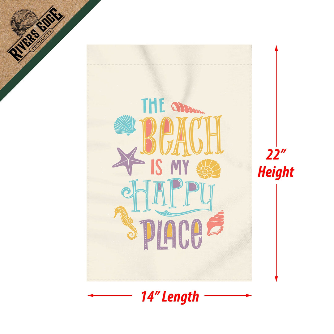 Lawn Yard Decor Double Sided Flag 14-Inch x 22-Inch with Pole - The Beach is my Happy Place