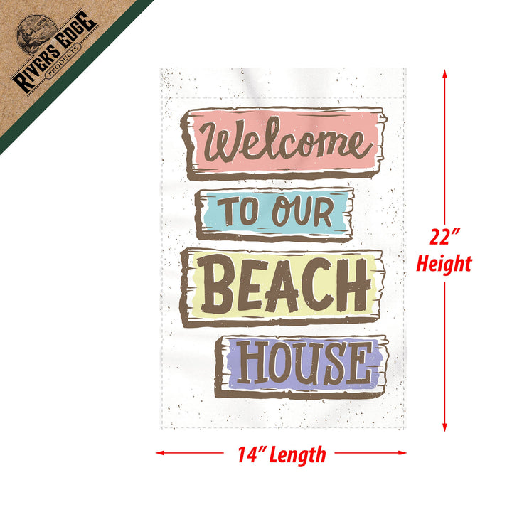 Lawn Yard Decor Double Sided Flag 14-Inch x 22-Inch with Pole - Welcome to our Beach House