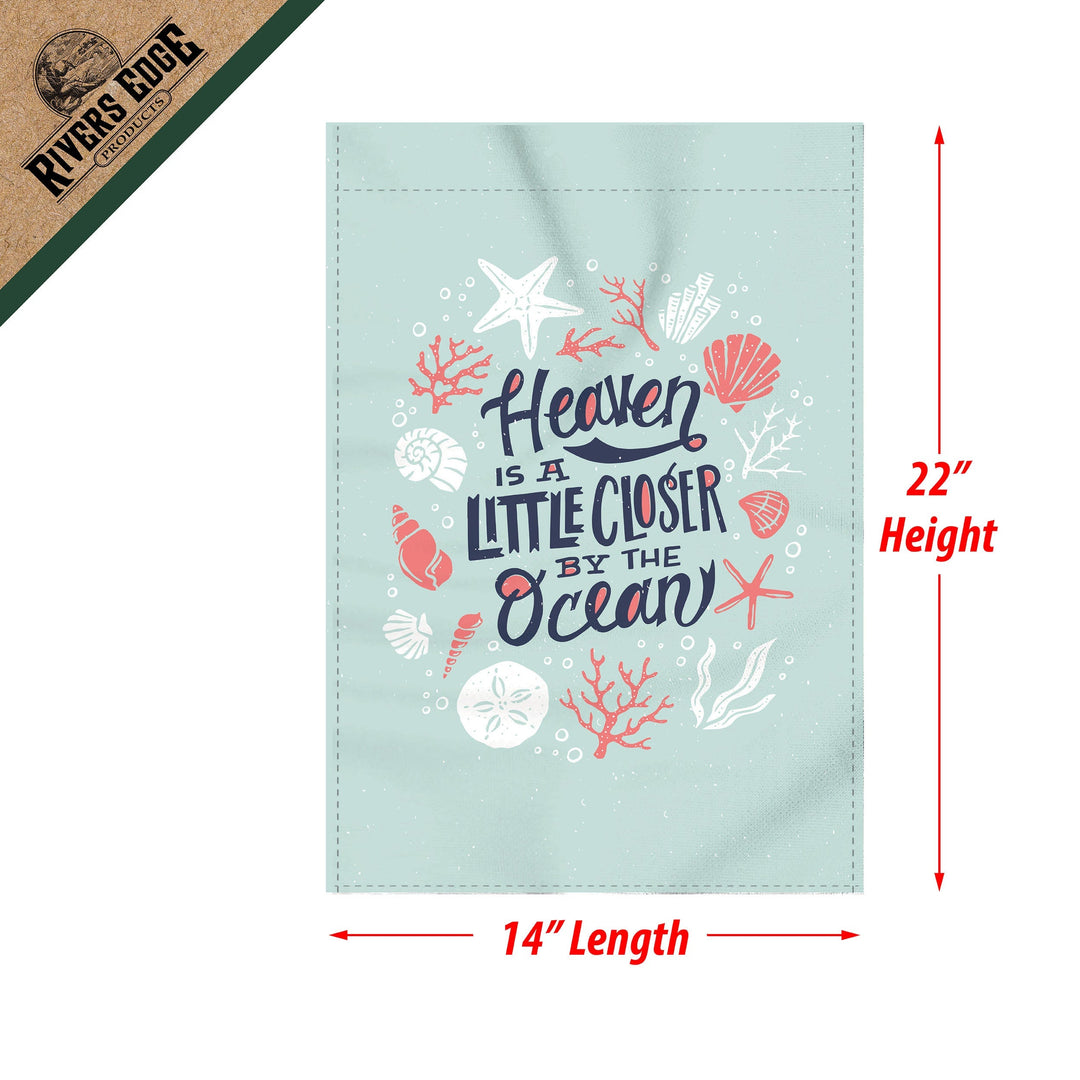 Lawn Yard Decor Double Sided Flag 14-Inch x 22-Inch with Pole - Heaven is a Little Closer by the Ocean