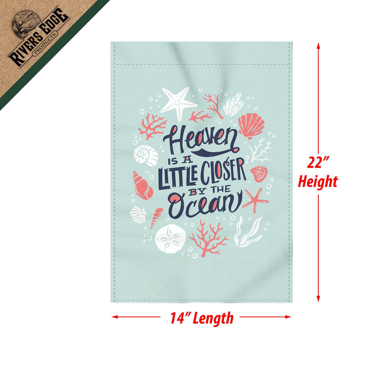 Lawn Yard Decor Double Sided Flag 14-Inch x 22-Inch with Pole - Heaven is a Little Closer by the Ocean