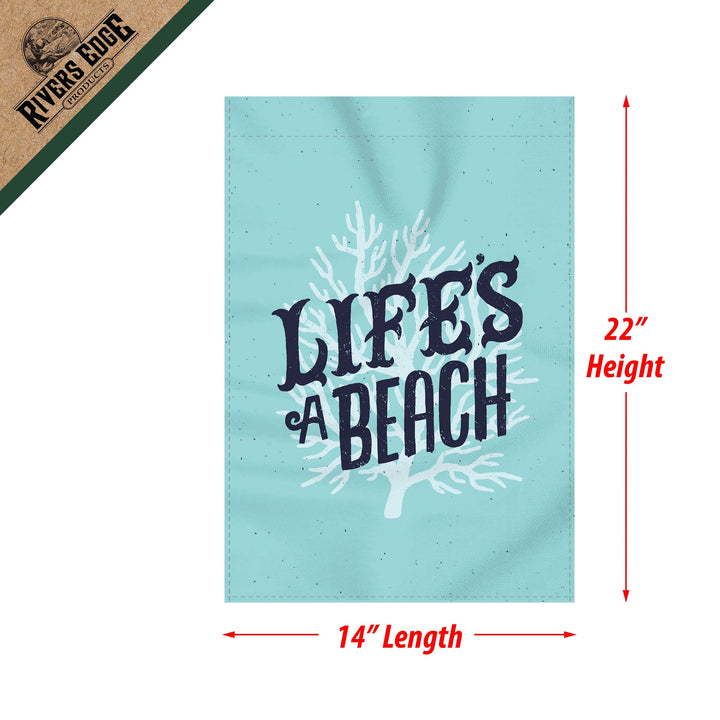 Lawn Yard Decor Double Sided Flag 14-Inch x 22-Inch with Pole - Life's a Beach